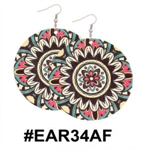 New African Style Round Earrings with vibrant patterns