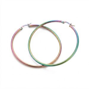 Fancy Earring Gold Rainbow Large Hoop Statement Earrings