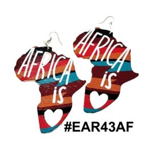 Vibrant multi-coloured African map earrings