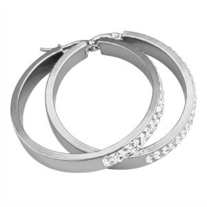 Fancy silver hoop earrings with stone detail