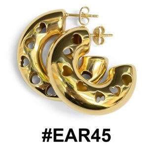 Fancy Gold Heart Cutout Earrings for Stylish Women