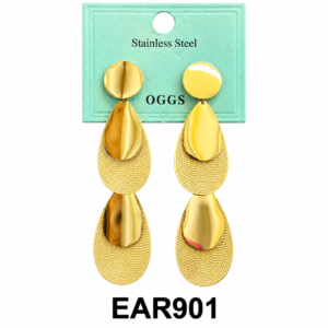 Gold large size drop earrings in stainless steel by OGGS
