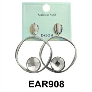 Stylish OGGS fancy round silver earrings with crystal detail