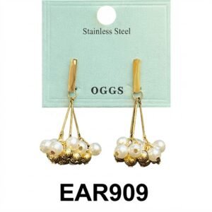 Fancy Round Gold Earrings with Pearl Accents by OGGS