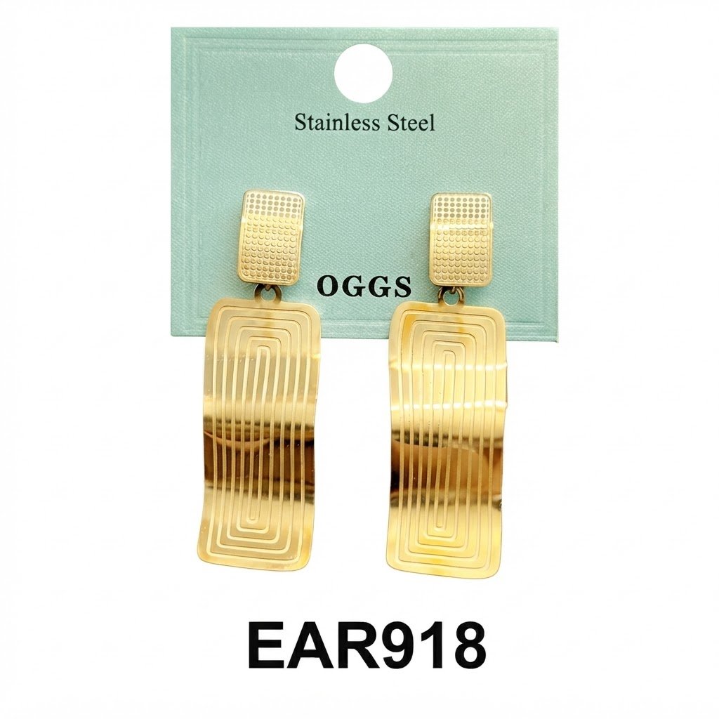 OGGS Fancy Round Drop Earrings in Gold with Textured Finish