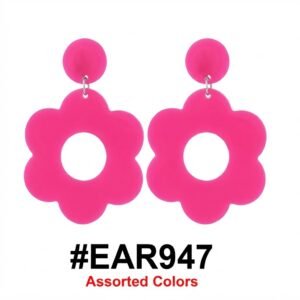 Vibrant pink flower-shaped earrings in assorted colors