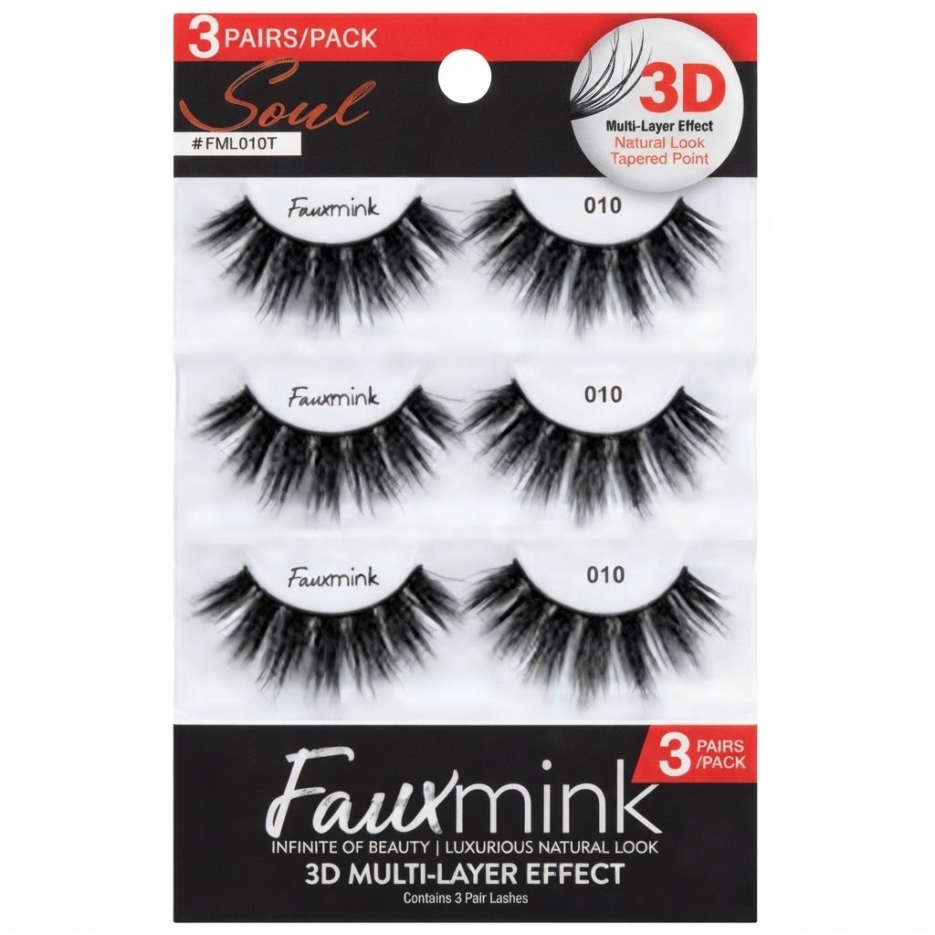 NATURAL 3D MINK Eyelashes 3 Pairs Pack #FML10T