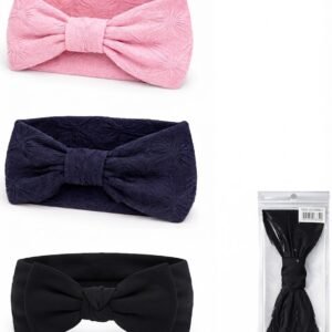 Colorful patterned fabric headband with bow design