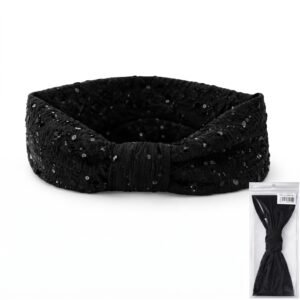 Black fabric headband with crystal detail for women