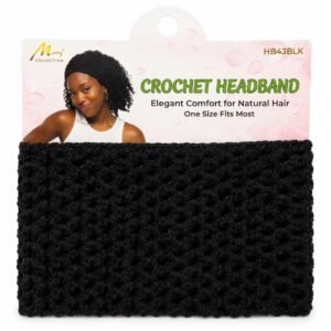 Black crochet headband for women and girls