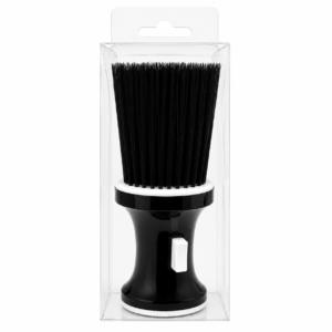 Black neck dusters brush in packaging for salon use