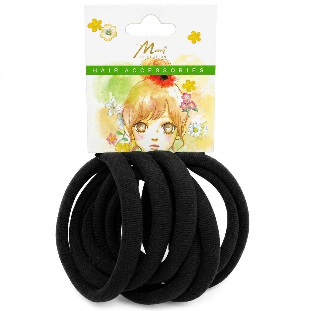 Murry Collection Medium Black Hair Ponies 6 Pack