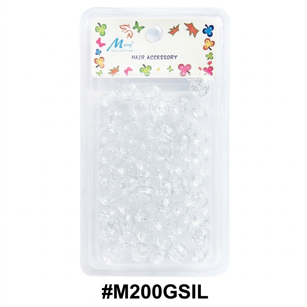 Murry 200 Glitter Bead Silver for stylish hair accessories