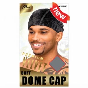 Men's Soft Velvet Dome Cap in black, stylish and protective headwear for men