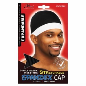 Spandex Cap with White Band for hair protection and style