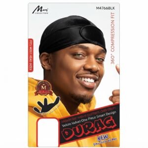 Murry Velcro Velvet Durag in black, designed for maximum wave definition and comfort.