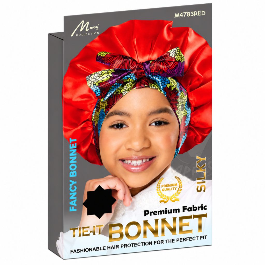 Kids Fancy Printed Tie Bonnet RED #M4783RED