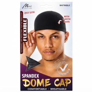 Spandex Dome Cap in Black for hair protection and style