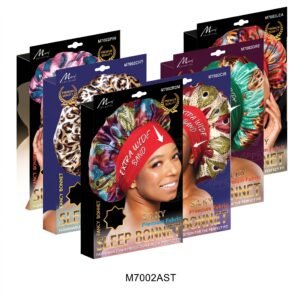 Fancy Extra Wide Band Silky Bonnet Mix Colour for hair protection