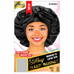 Double Sided Long Tie Bonnet Medium Size Black #M7003BLK