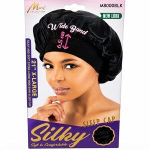Murrys Wide Band Sleeping Cap XL Black - Silky and comfortable hair protection cap