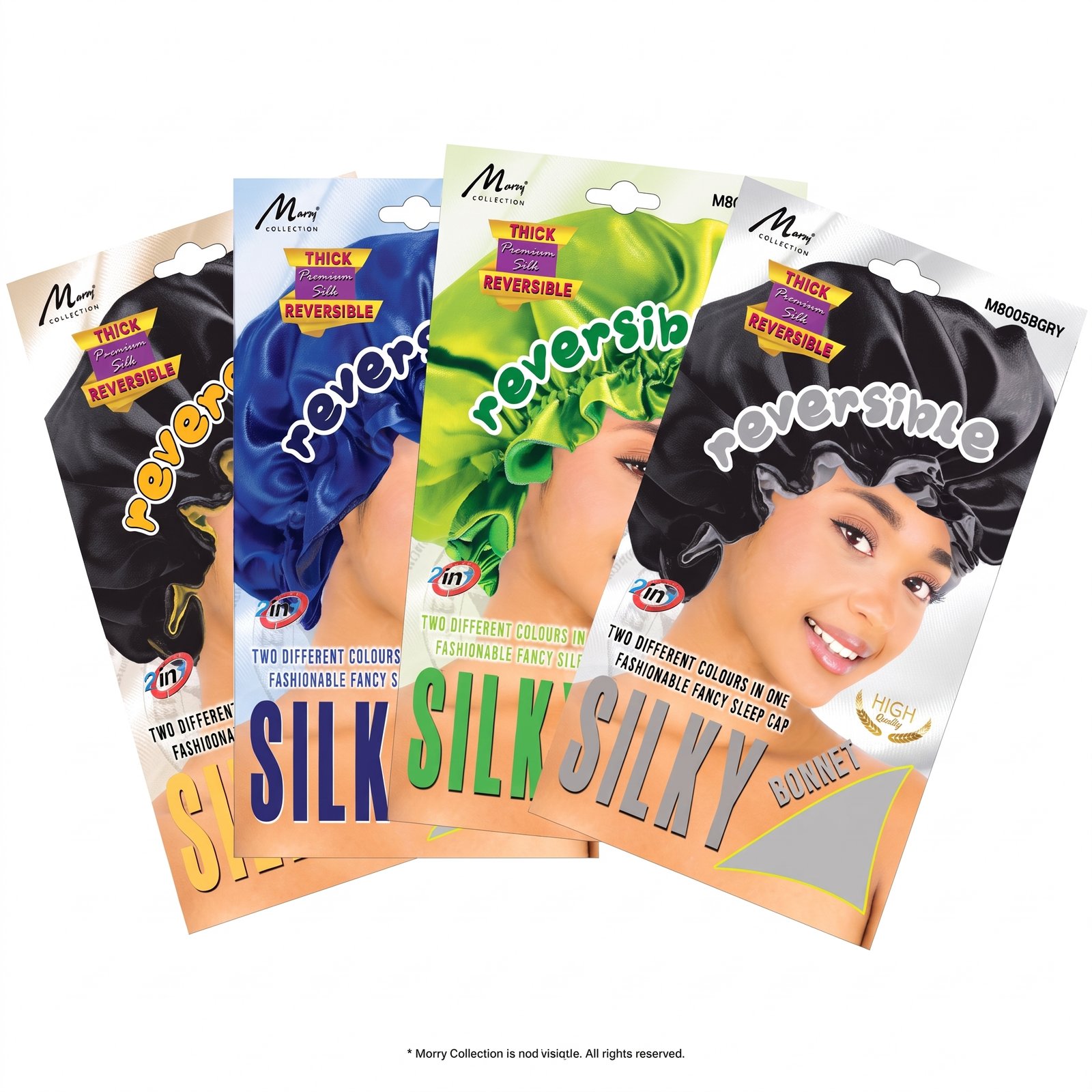 Murry Silky Bonnet Reversible Assorted in vibrant colours for hair protection