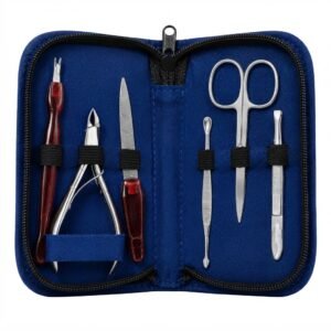 6-piece manicure kit with essential tools in a zippered case
