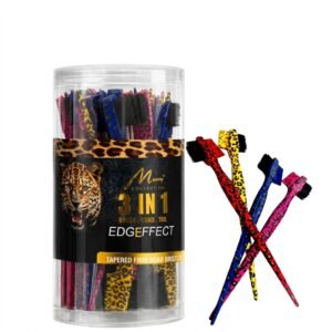 Murry Edge Brush 4in1 Leopard 24PC Jar with tapered firm boar bristles
