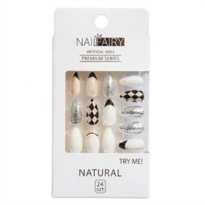 Fancy Finger Nail Color Mix in White, Silver & Beige by Nail Fairy