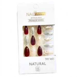 Fancy Finger Nail Art in Brown, Silver & Beige Color Mix
