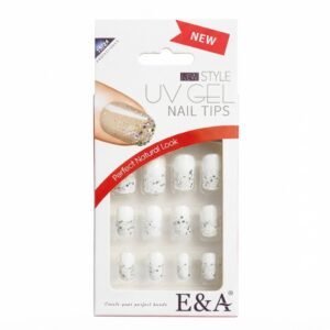 E&A Fancy Finger Nail Tips in White with Stone Accents
