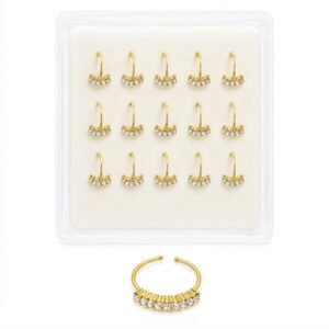 Nose Ring With Stones - elegant gold nose ring with sparkling stones displayed in a pack.