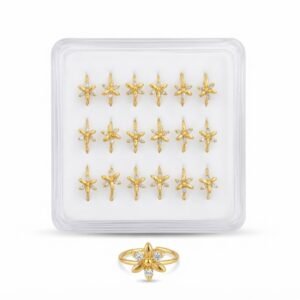 Mini Flower Shape Nose Ring in GOLD with sparkling accents