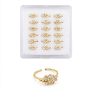 Gold Grape Leaf Shape Nose Rings with Crystals