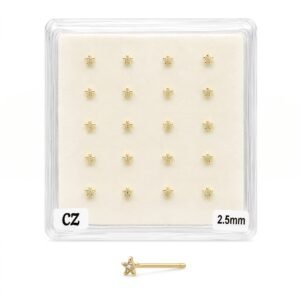 Fancy Star Shape Gold Nose Stud 2.5mm - Elegant body jewellery