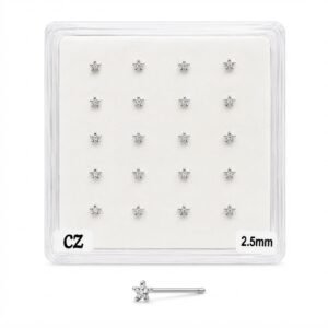 Fancy star shape silver nose stud 2.5mm