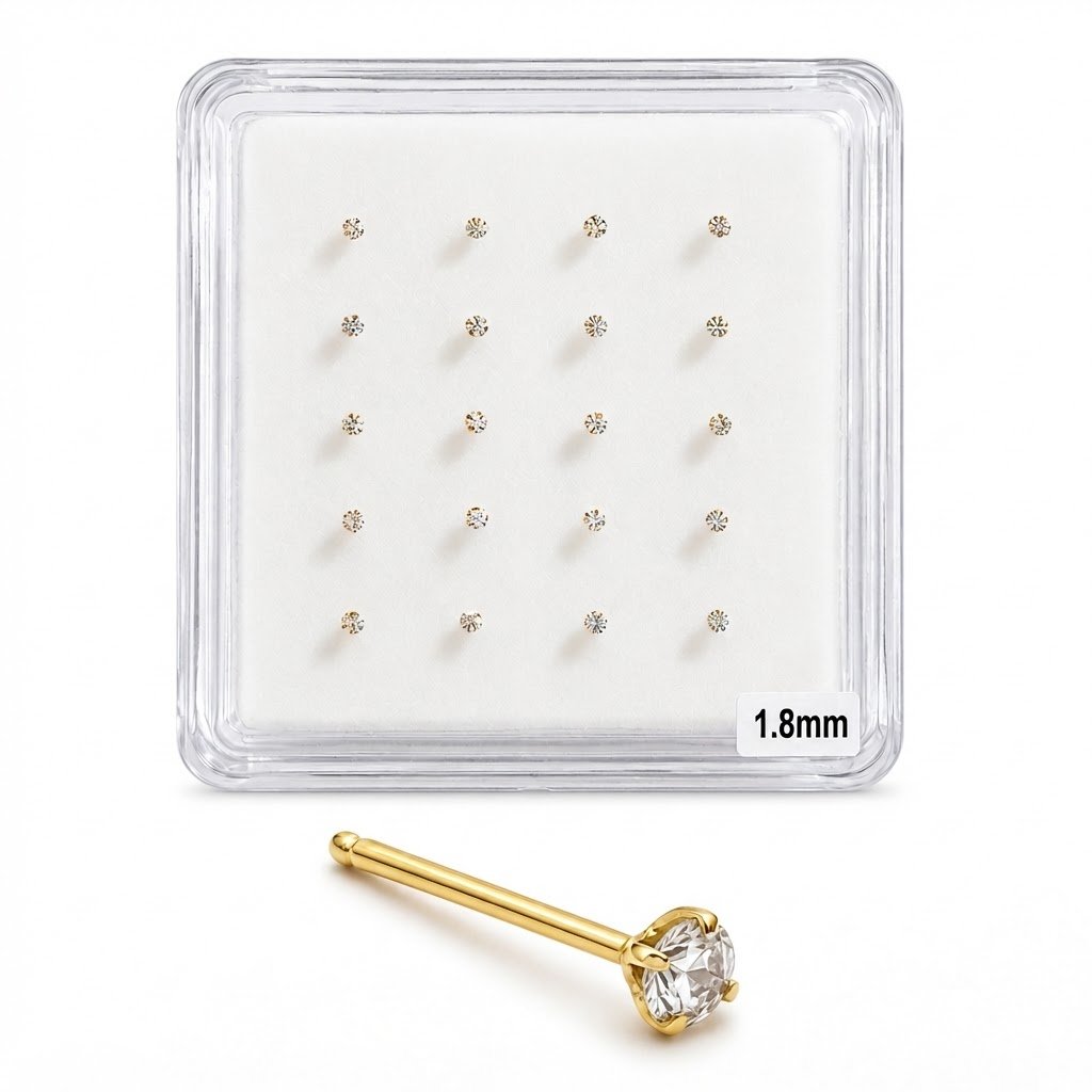 Nose Studs Medium Gold 1.8mm - Elegant and stylish body jewelry