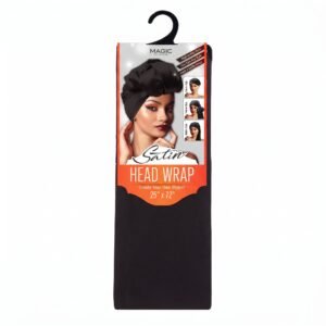 Black satin head scarf 25" x 72" for hair protection and styling