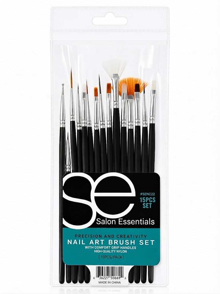 Salon Essentials 15-piece Nail Art Brush Set with Wood Handles