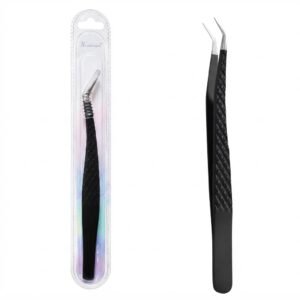 Curved shape eyelashes applicator tweezer in black