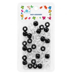 Jumbo Hair Beads in black and clear for hair styling