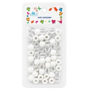 Jumbo Hair Beads Clear and White for hair styling accessories