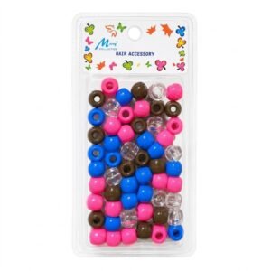 Vibrant jumbo hair beads in blue, brown, pink, and clear for hair styling