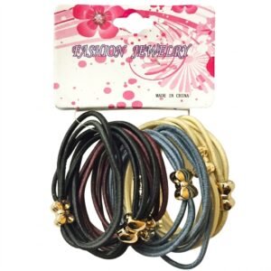 Mixed Colour Thin Round Hair Ponies with Gold Accents
