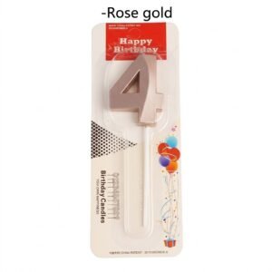 4 Birthday Candle in Rose Gold for birthday celebrations