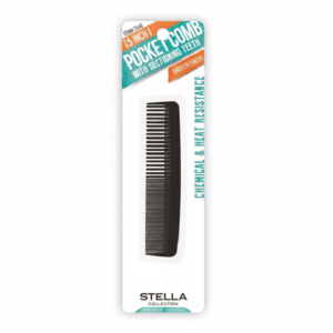 Stella, 5" Pocket Comb with Sectioning Teeth, #2446, Black
