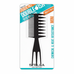 Stella Double-Sided Mini Styling Comb with Plastic Pik - Black (#2416) Chemical & Heat Resistant with Smooth Finish