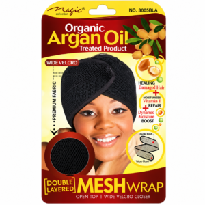 Organic Argan Oil Treated Double Layered Mesh Wrap Wide Velcro #3005BLA
