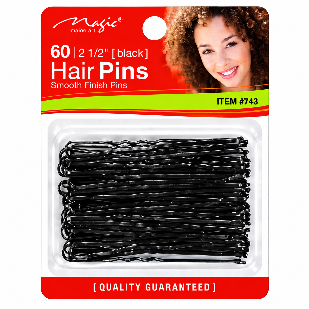 Magic Collection 60 Ball Tip Hair Pins 2.5 Inch in Black #743
