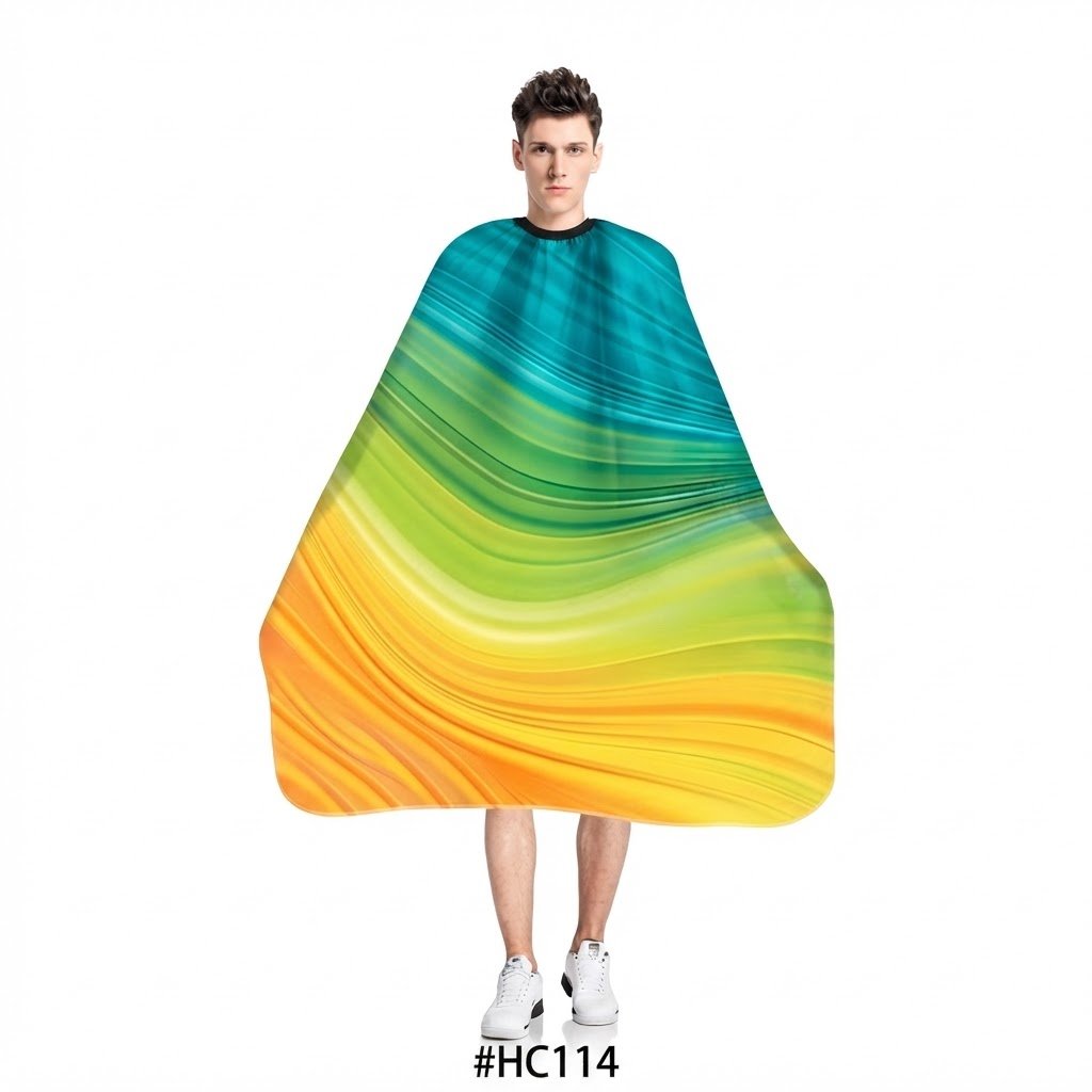 Barber Cape with Vibrant Rainbow Pattern for Salons #HC114